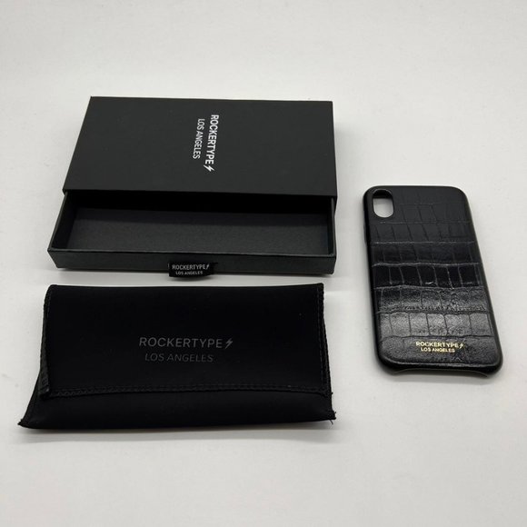 Rockertype black crocodile leather iphone case X XS - Picture 2 of 3